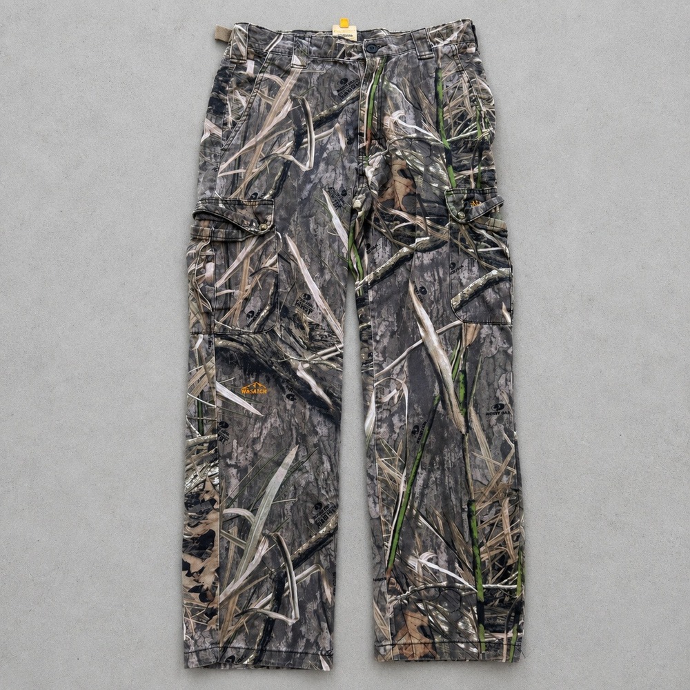 Vintage Browning Mossy Oak Habitat Camo Cargo Pants Adjustable Waist Size Small